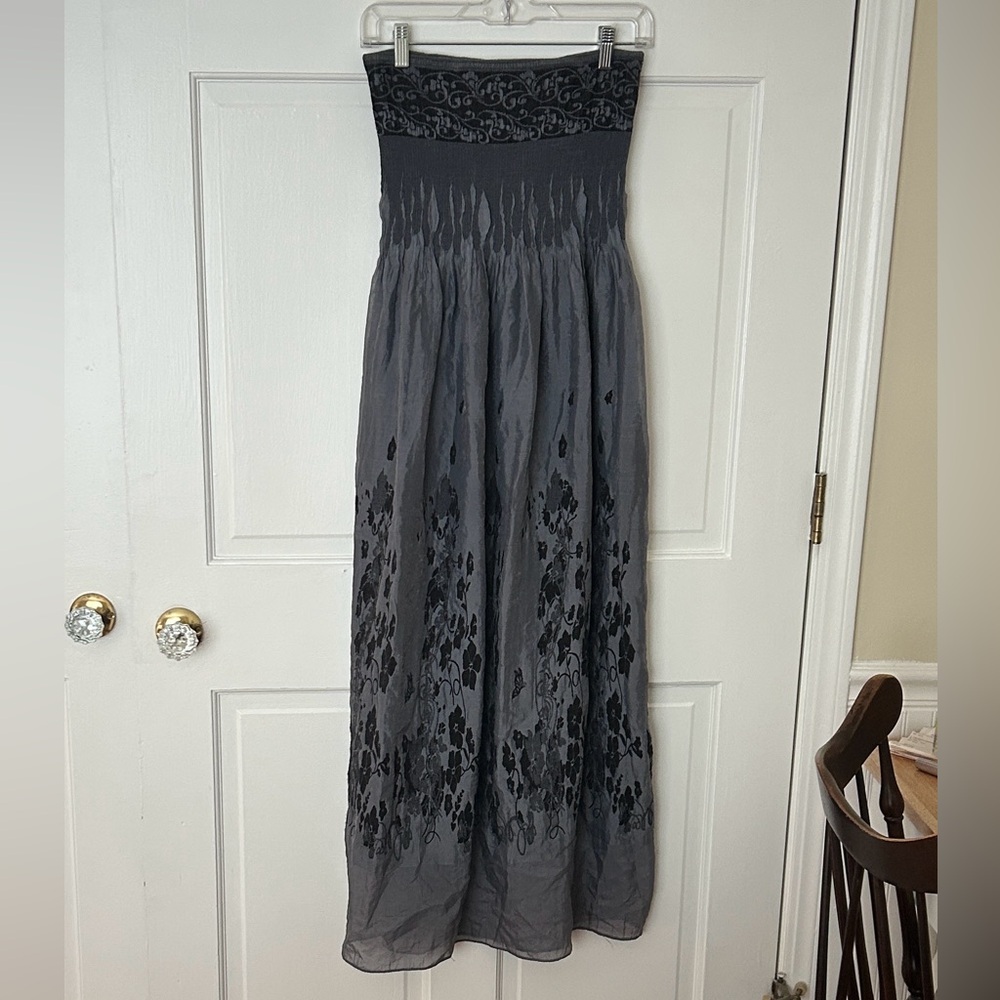 Anthropologie Lapis Charcoal Black Strapless Maxi Dress OS